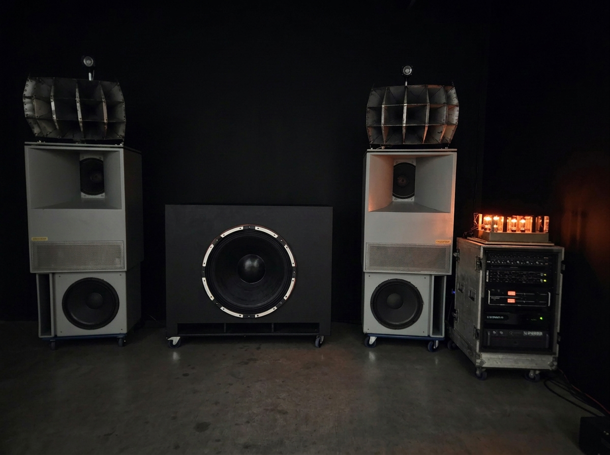 Monument Audio's vintage horn speaker sound system and valve amplifier rack